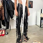 Tassel Tassel MIYU 2021 New Arrivals Autumn Skinny Ribbons Solid Tassel Faux Leather Pu Pants Women