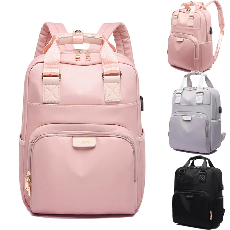 Fashion Women USB Charging Laptop Backpack for Teenage Girls School Travel Bag 