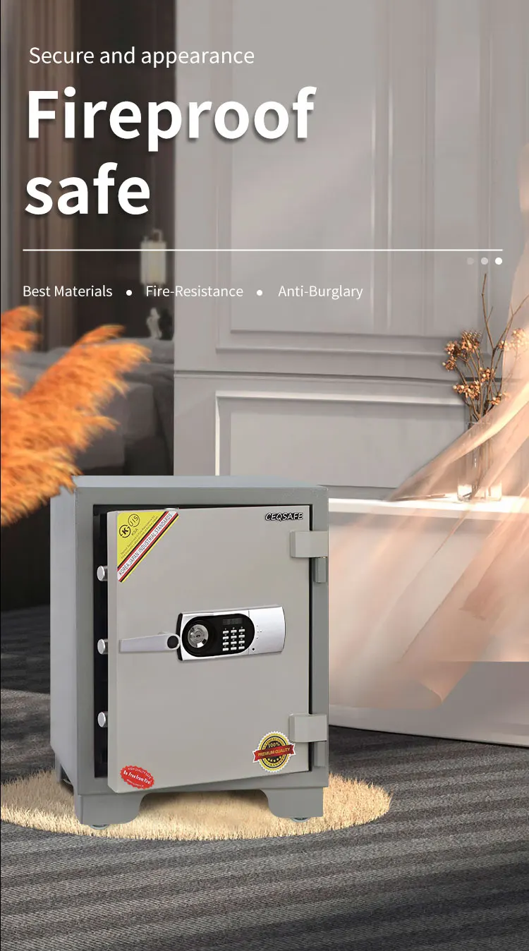 CEQSAFE Home Hotel Fire Resistant Double Key for Mini Big Cheap Anti-fire Proof Size Small Safety Deposit Fireproof Safe Box manufacture