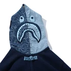 Hoodie Navy Hoodie Embroidery Patchwork Hoody Jacket Sweatshirt Vintage Zip Up Hoodie Oversized Navy Blue Bape Hoodie