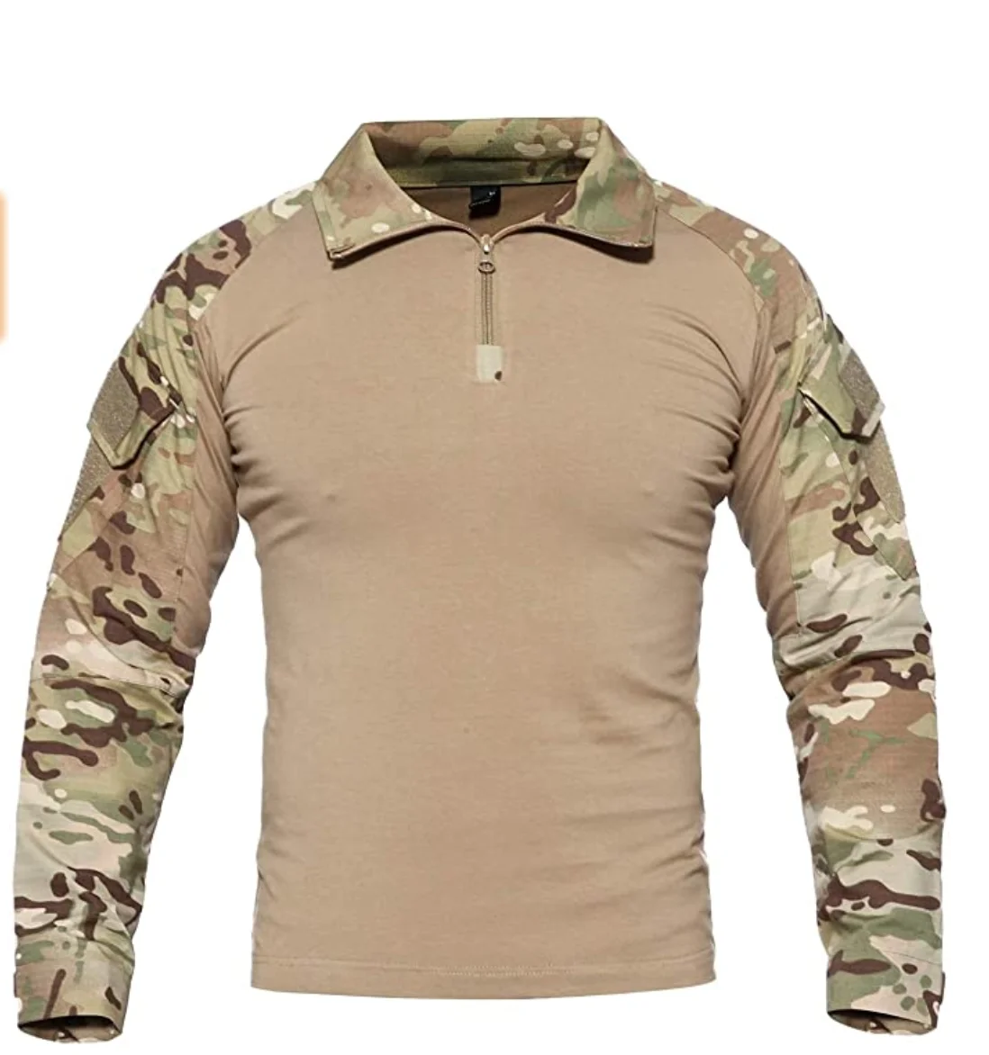 AKARMY Mens Tactical Military Combat Long Sleeve Camo Shirt with 1/4 Zipper 