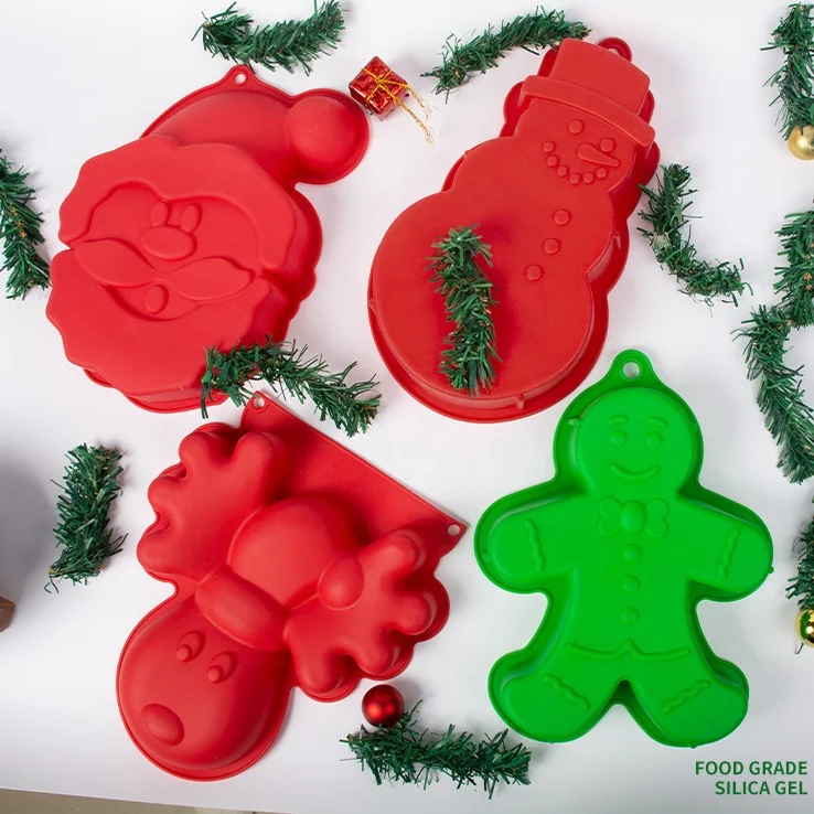 new design Christmas tree snowman lollipop molds non stick food grade candy soap silicone baking pan silicone airfryer basket
