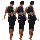 Skirt AOMEI Frauen Setzt New Arrival Sexy Sleeveless Women Clothing 2021 Folding Casual 2 Piece Skirt Set