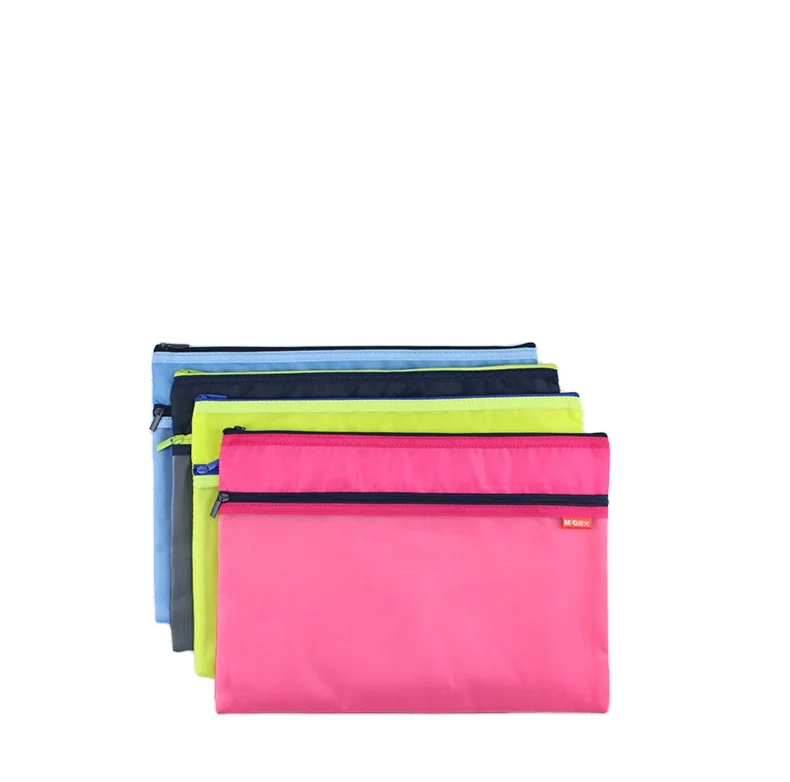 A4 Zipper Flexible double layers file Office outside mesh Student paper bag