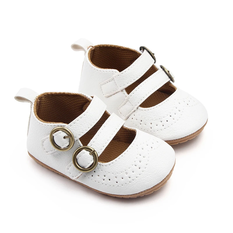 Leather Mesh Hollowed Out Double Line with Baby Girls Solid Color Soft Soled Small Leather Shoes factory