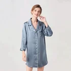 Silk Shirt Pajamas Manufacturer Popular Design Pure Silk Long Sleeve Shirt Silk Pajama Shirt With Solid Color