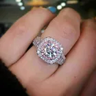 Ring Rings Jewelry New Designs Full Diamond Square Ring For Ladies Pink Zircon Rings Rings Jewelry Women