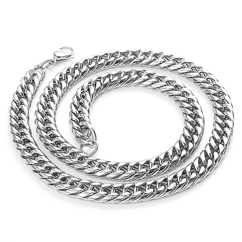 Men's Stainless Steel Double Woven Circular Grinding Chain Necklace Punk Chain Jewelry FoxTail Men Necklace Chain
