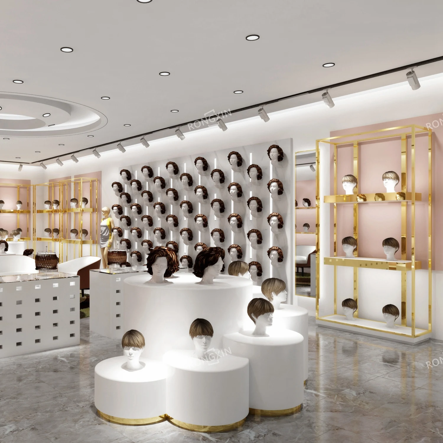 Modern Wig Shop Design Beauty Suppliers Store Hair Salon Showroom  Decoration Wig Furniture - Buy Beauty Supply Store Supplies,Retail Store  Interior Design For Wig,Retail Nail Salon Furniture Wig Display Shelf  Product on