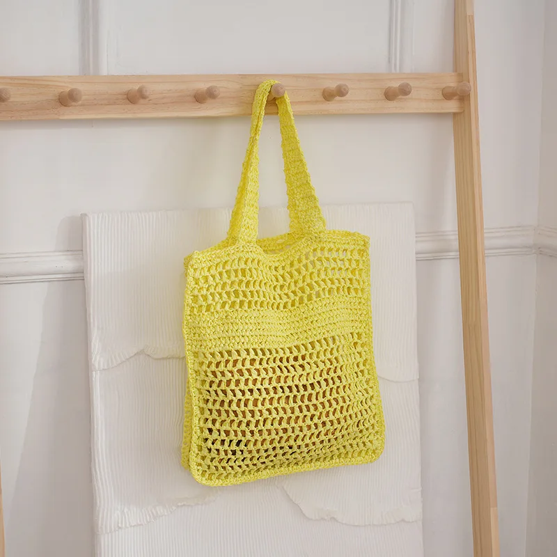 large Hand-woven mesh straw beach bag 2024 straw bag summer beach fashion handbag for women