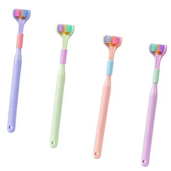 Home hotel travel 3-sided toothbrush three head triple bristle adult toothbrush