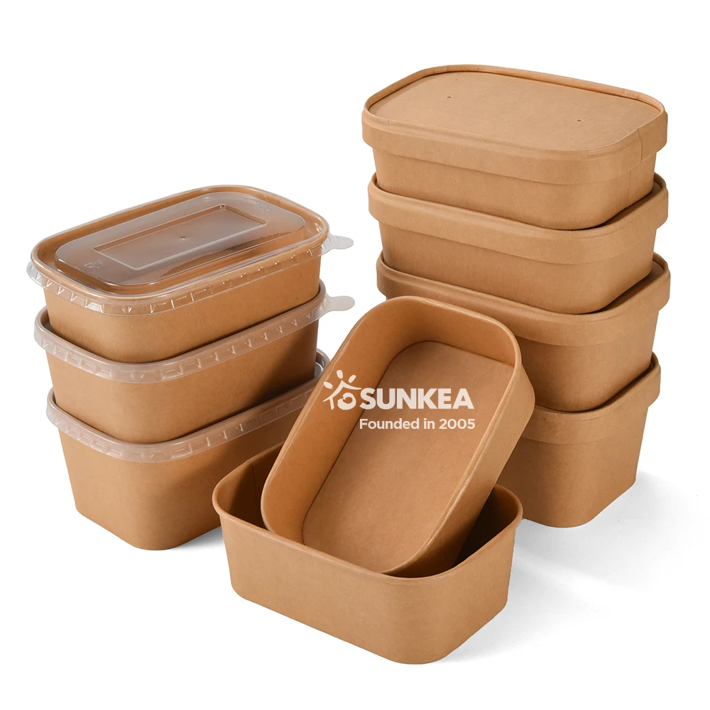 Rectangular Salad Takeaway bowl with lid square salad containers