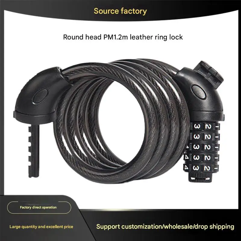 Portable Anti-Theft Password Feature Cable Lock for Motorcycle Children's Scooter Mountain Bike Electric Car Batteries