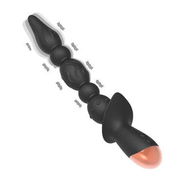 Waterproof Anal Toys for Men Women Silicone Anal Plug Vibrating Long Anal Beads Prostate Massage Vibrator Butt Plug