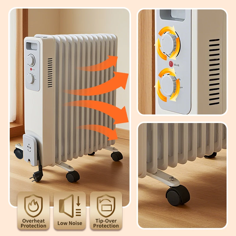 Adjustable Thermostat Oil Radiator, Portable, 230v 50, 1000W - detail 8
