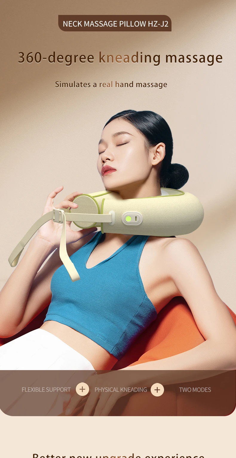 2024 New Design Hot Compress Neck & Shoulder Massage Equipment 5D Rotation Kneading Cervical Massage Pillow Deep Tissue Relax