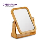 Wholesale Double Sides Square Shape Bamboo Makeup Mirror