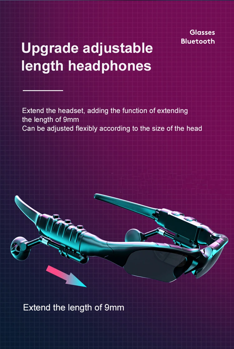 Outdoor Sports Sunglasses Smart Headphones BT 5.0 Polarized Glasses Wireless Headphones Sunglasses Headphones