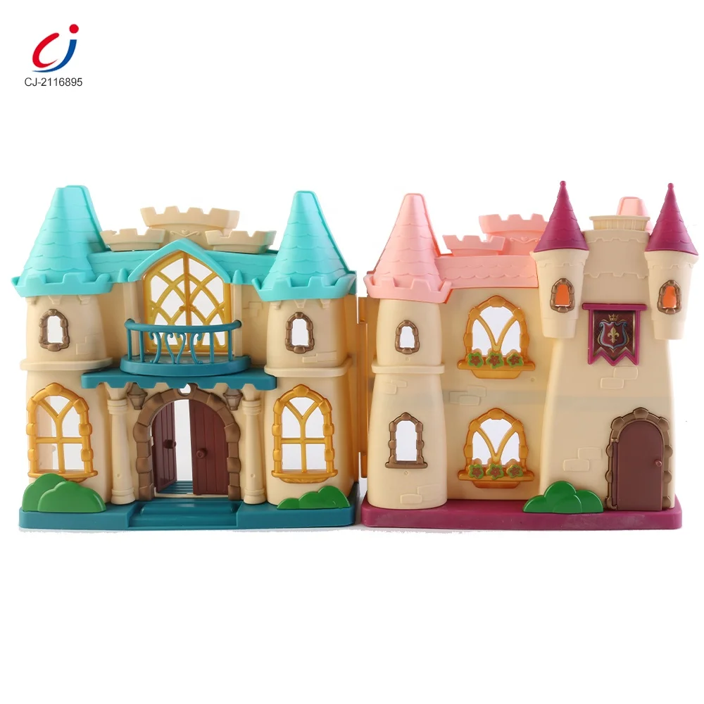 Chengji miniature doll house children pretend role play diy doll house horse carriage play set castle toys for kids doll house