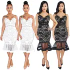 Dress Evening Custom Logo Women Clothing Bodycon Ruffle Sexy Casual Dress Evening Lace Dress