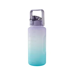 2023 Hot sell Large Capacity 2000ml Colorful Gradient Bottles Eco-friendly Sports Bottles Plastic Water Bottles with Lid straw