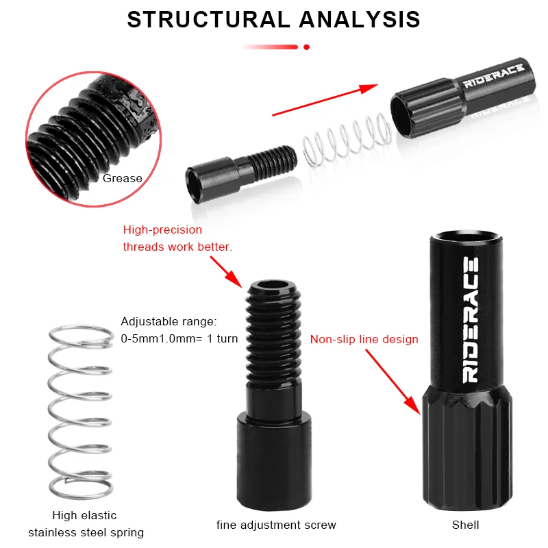 RIDERACE 2Pcs Bicycle Inline Cable Adapter Adjustment Screw Bolt Bike Derailleur Shift Brake Cable for 4/5mm Shifting Cable Cap