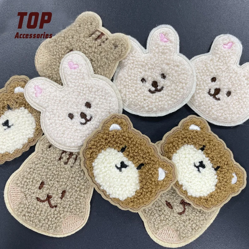 Wholesale Cartoon Chenille Rabbit Bear Sequins Patches for Baby Clothes