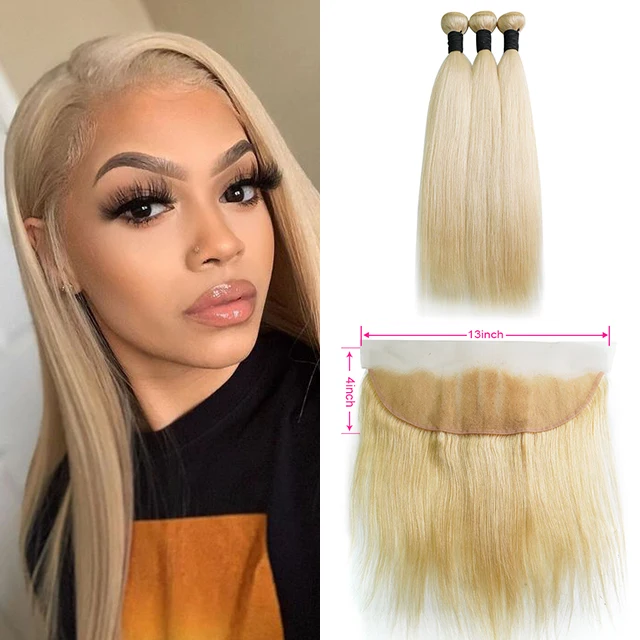 26 28 30 Inch Raw Virgin Natural 613 Blonde Hair Bundles With Lace Frontal Closure,Best 100 Percent Pure Chinese Hair Bundles