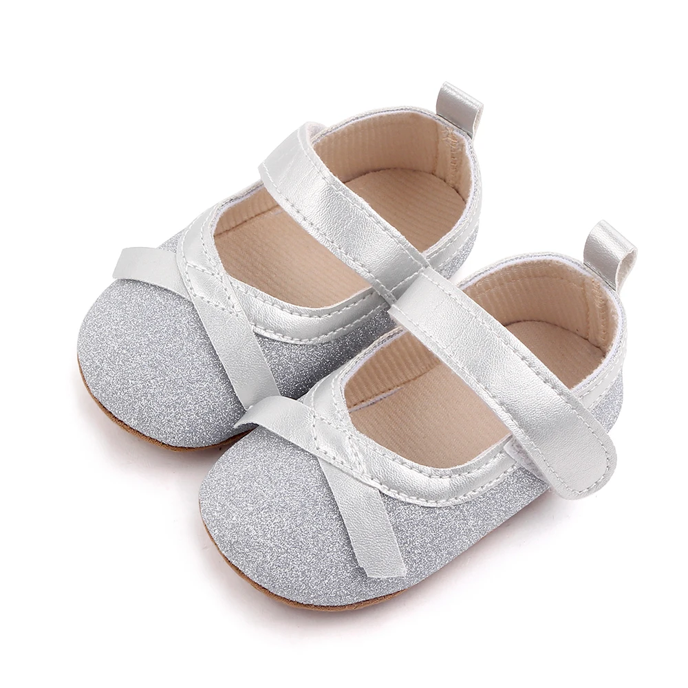 Baby Girls Solid Color Shiny PU Leather Bow Infants Fashion Princess Soft Soled Toddler Shoes details