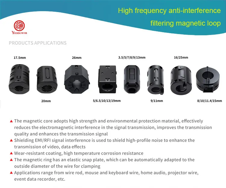 High Quality EMI Suppressor Ferrite Ring Core Clip-On Ferrite Beads and Chips for Signal Cable Effective EM Suppression supplier