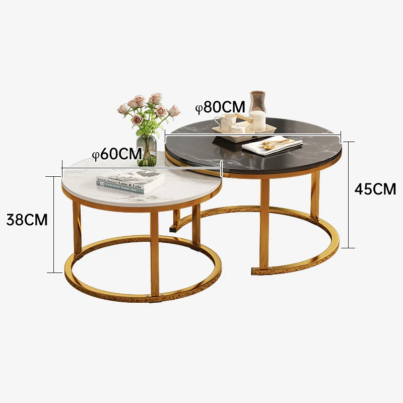 Modern living room  minimalist black white combination style  round wood fashion coffee table