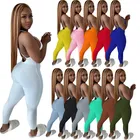 Trendy Sexy Lady 1 Piece Rompers Strap Backless Rib Knit Summer Women Skinny Jumpsuits