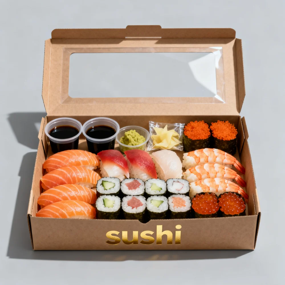 Krabice na jídlo z potaženého papíru Kraft Fast Food Take Away Package Container UV s barevným potiskem Sushi boxy Balení
