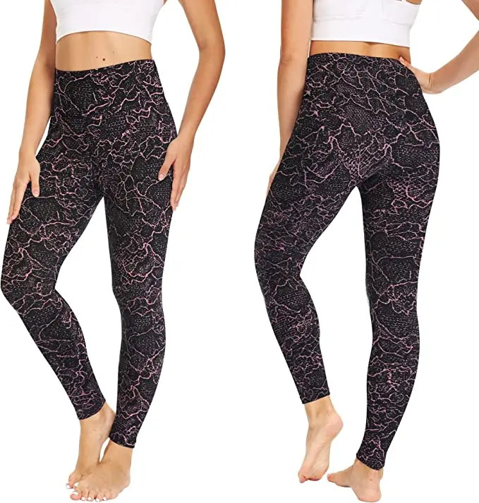 Plus Size High Waisted Workout Leggings Custom Leopard Printed Full Length Soft Tummy Control Stretchy Yoga Pants for Women