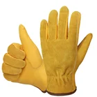 Leather Gloves Safety Gloves High Quality 2 Layer Turn Fur Gardening Construction Safety Leather Gloves Cowhide