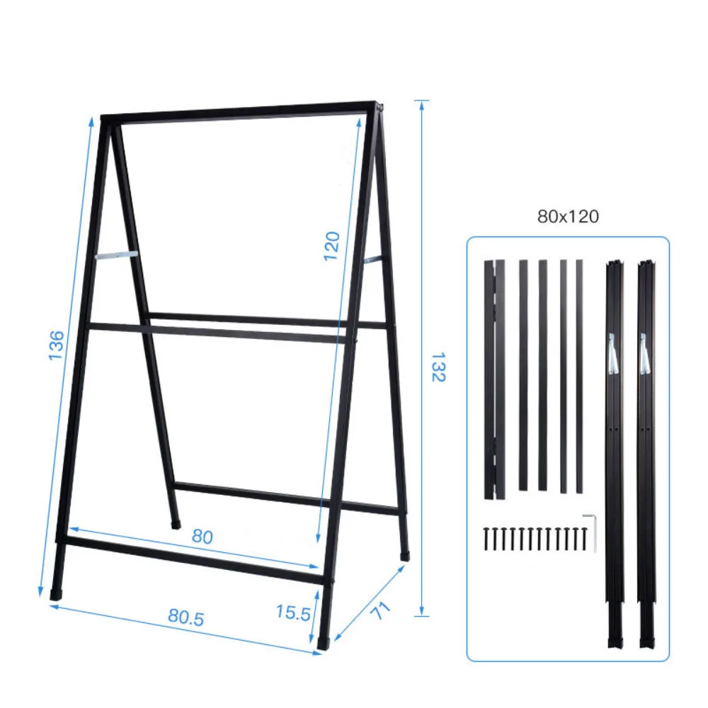 Outdoor windproof iron foldable double-sided poster advertising display stand