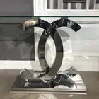 Table Table Stainless ST016 Luxury Mirrored Stainless Steel Marble Or Glass Top Console Table