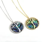 Abalone Pendant Tree Of Life Pendant Fashion Round Shape Fantastic Colorful Abalone Tree Of Life Pendant