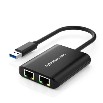 DriverGenius CU200 USB 3.0 to Dual Port Gigabit Ethernet Adapter w/USB Port - 10/100/100 - USB Gigabit LAN Network NIC Adapter