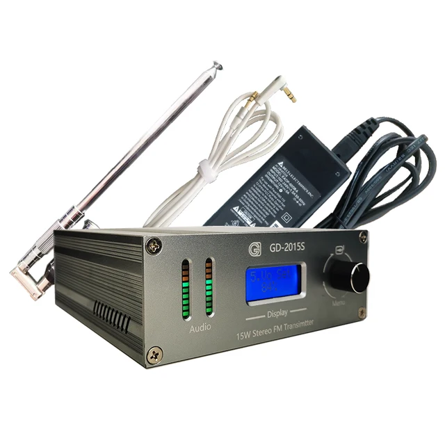 GD-2015S-ALL 15W FM radio transmitter+Antenna+adapter PLL fm transmitter kit  87.5-108MHz