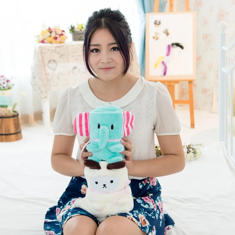 2021 Wholesale Cheap Baby Rolled Up Blanket Funny Animal Cartoon Fleece