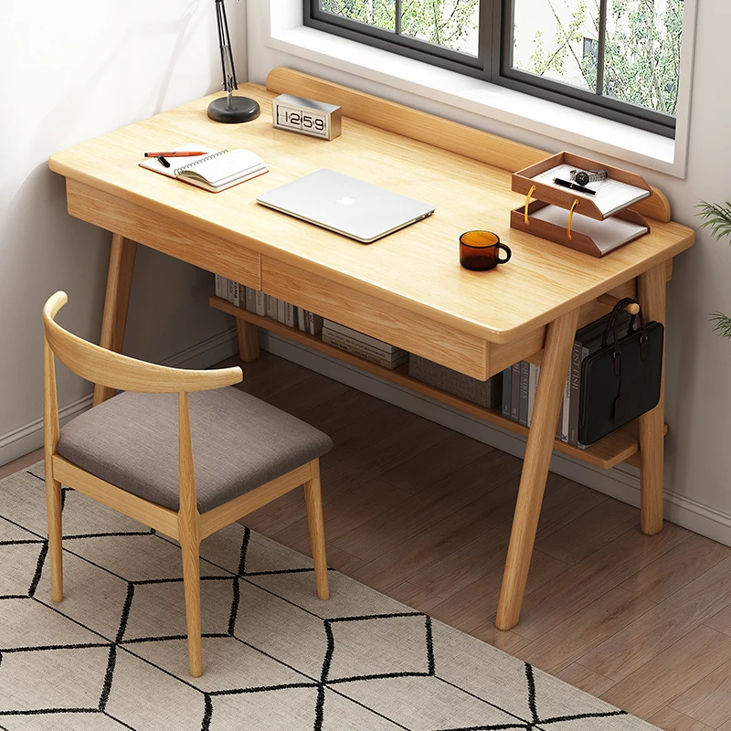 Home Office Desk Study Writing Computer Table Shelves with bookshelf Modern Simple PC Table home office desk