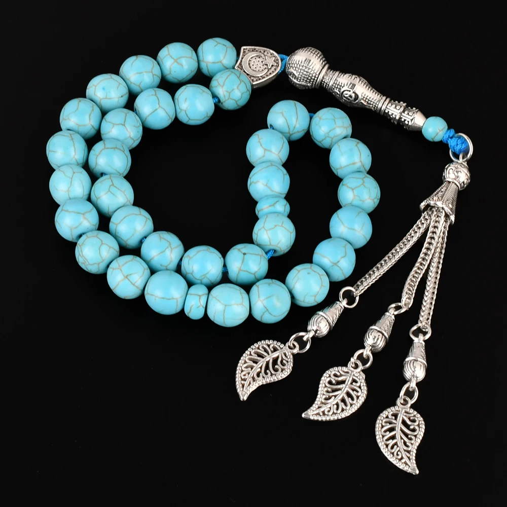 YS321 Wholesale Islam 10mm Prayer Beads Islamic  Mala 33 Rosary Turquoise  Muslim Tasbih Tasbeeh