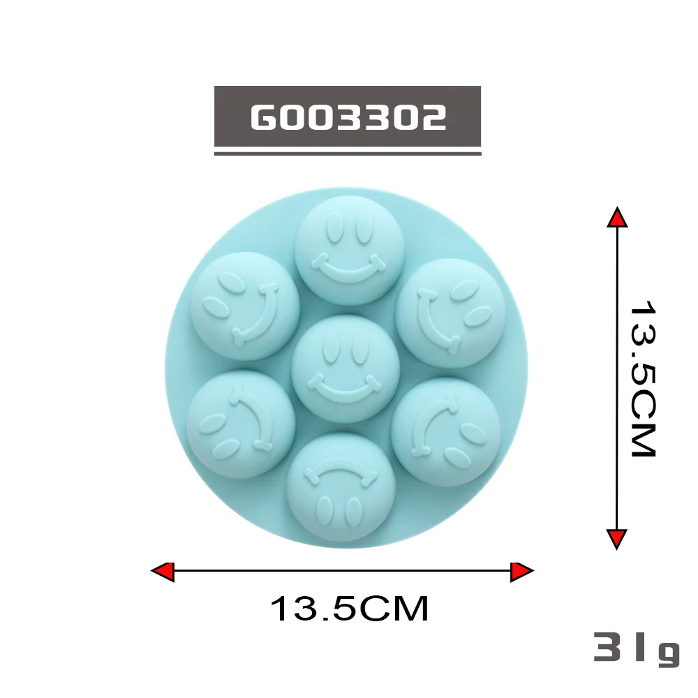 High Quality 7 cavities smile face soap making gummy candy chocolate molds for fondant Oven Baking Use Chocolate Mold