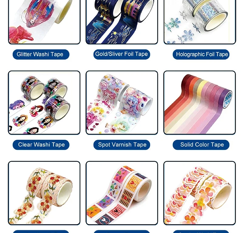 China Washi Tape Custom Make Design Printed Paper Colorful Washi Tape