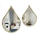 K B Antique Decorative Water Drop Shape Gold Iron Frame Wall Makeup Mirror For Home Decor