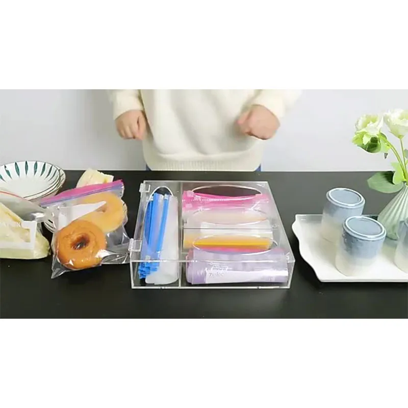 Acrylic multifunctional garbage bag storage box plastic bag storage box freezer bag storage box