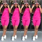 2021 8-color Round Neck Solid Color Mid-sleeve Sports Set Of 2 Pieces Women's T-shirts