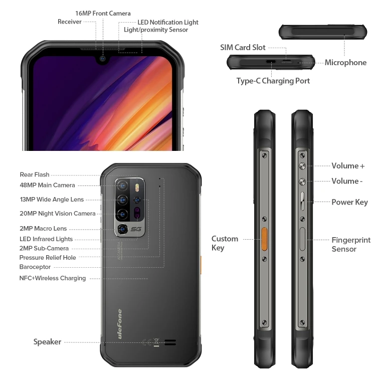 Ulefone Armor 11 5G 2021 Rugged Phone 8GB+256GB 5200mAh 5G OTG NFC Android 11