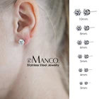 Stud Men EManco Stainless Steel Shinny Zircon Simplicity Stud Earrings For Women Men 3mm Diameter